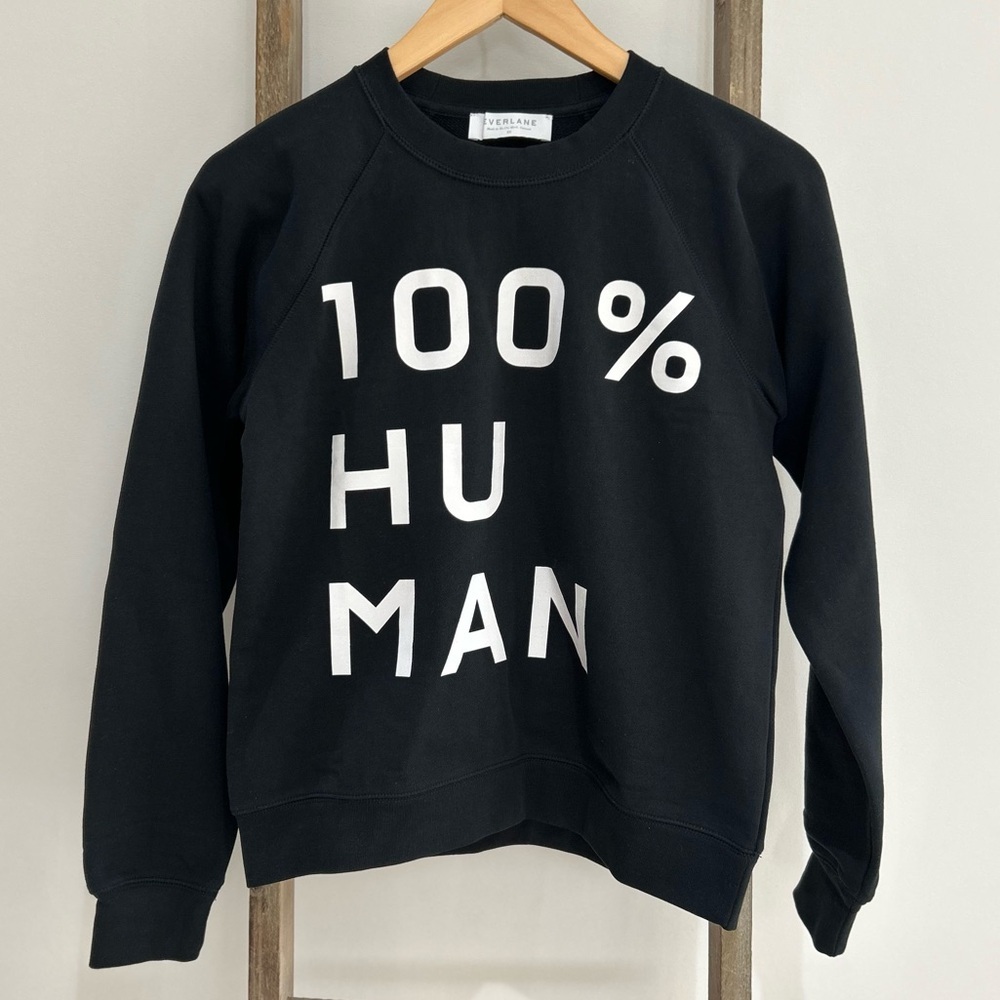 Everlane 100% HUMAN Crewneck Sweatshirt Black Size Extra Small XS NWOT